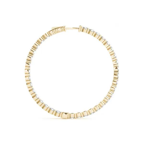 Round Diamond Prong Set Hoop Earrings Yellow gold
