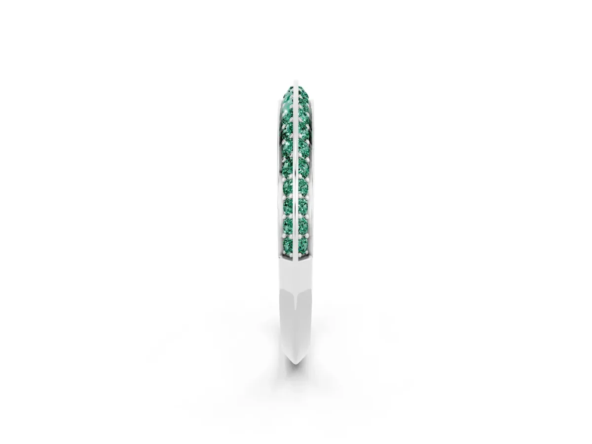 Double Row Pavé Round Green Sapphire Eternity Band with Channel Setting Silver