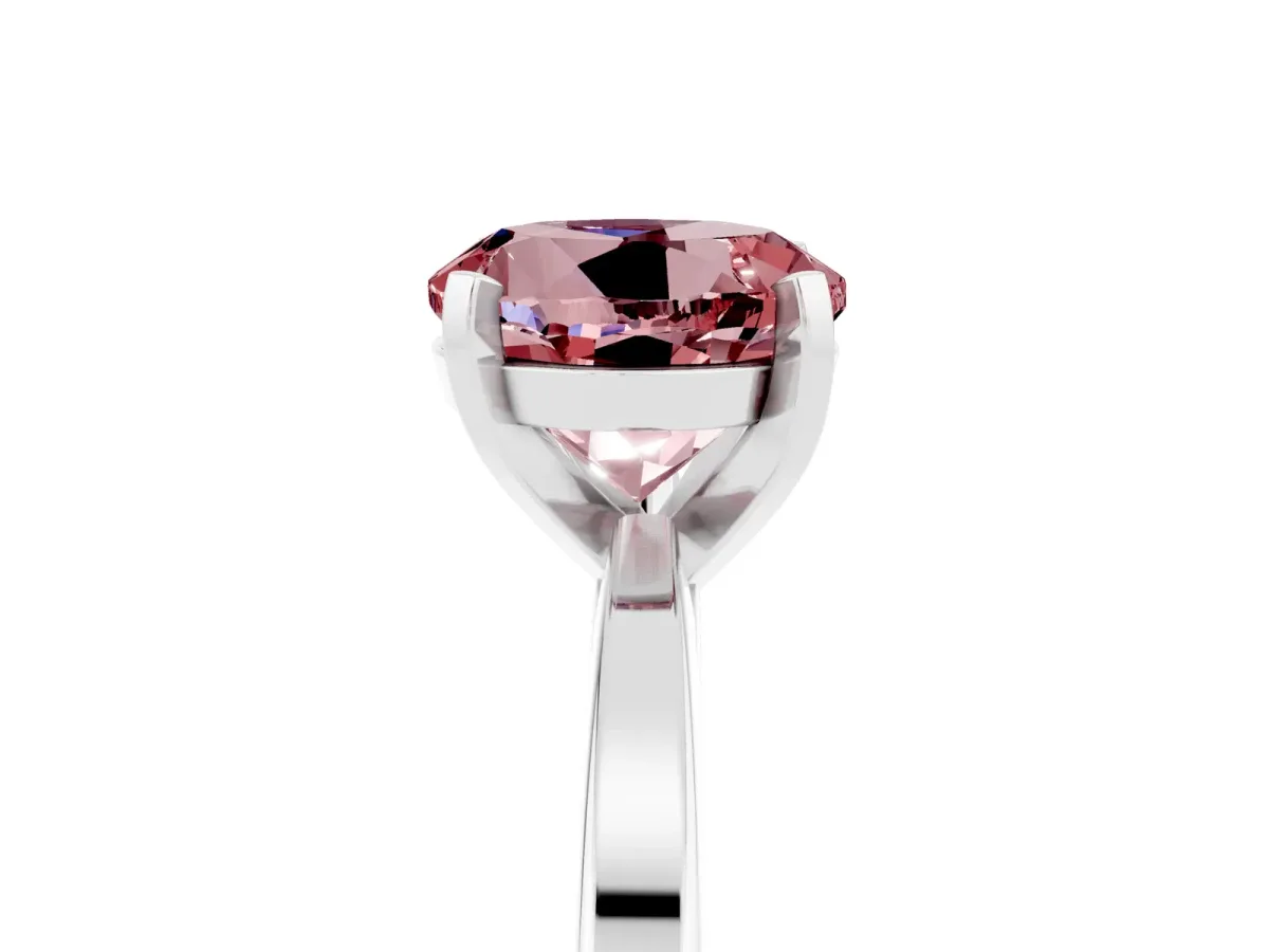 Round Cut Morganite Solitaire Engagement Ring with Classic Band and Four-Prong Setting Silver