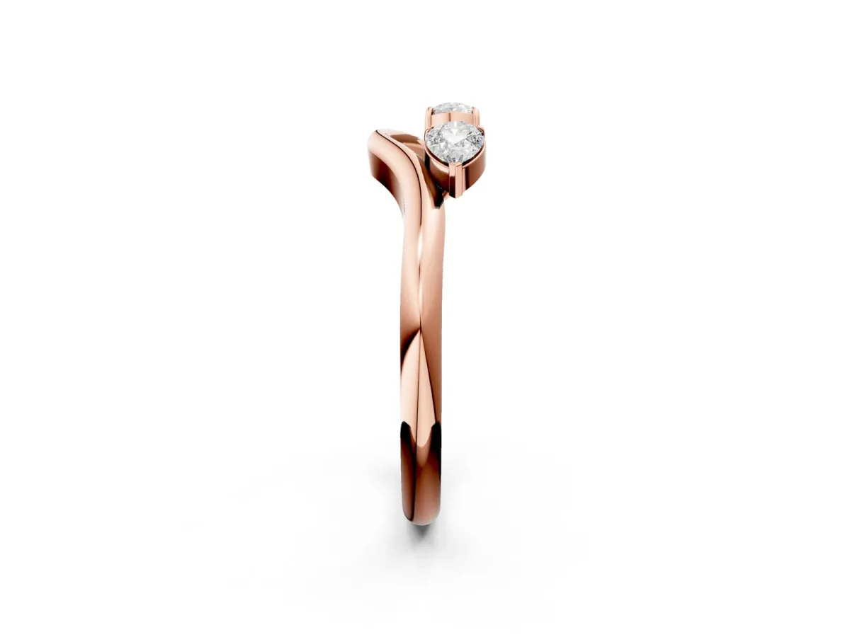 Pear Cut Diamond Two-Stone Open Band Ring with Prong Setting Rose gold