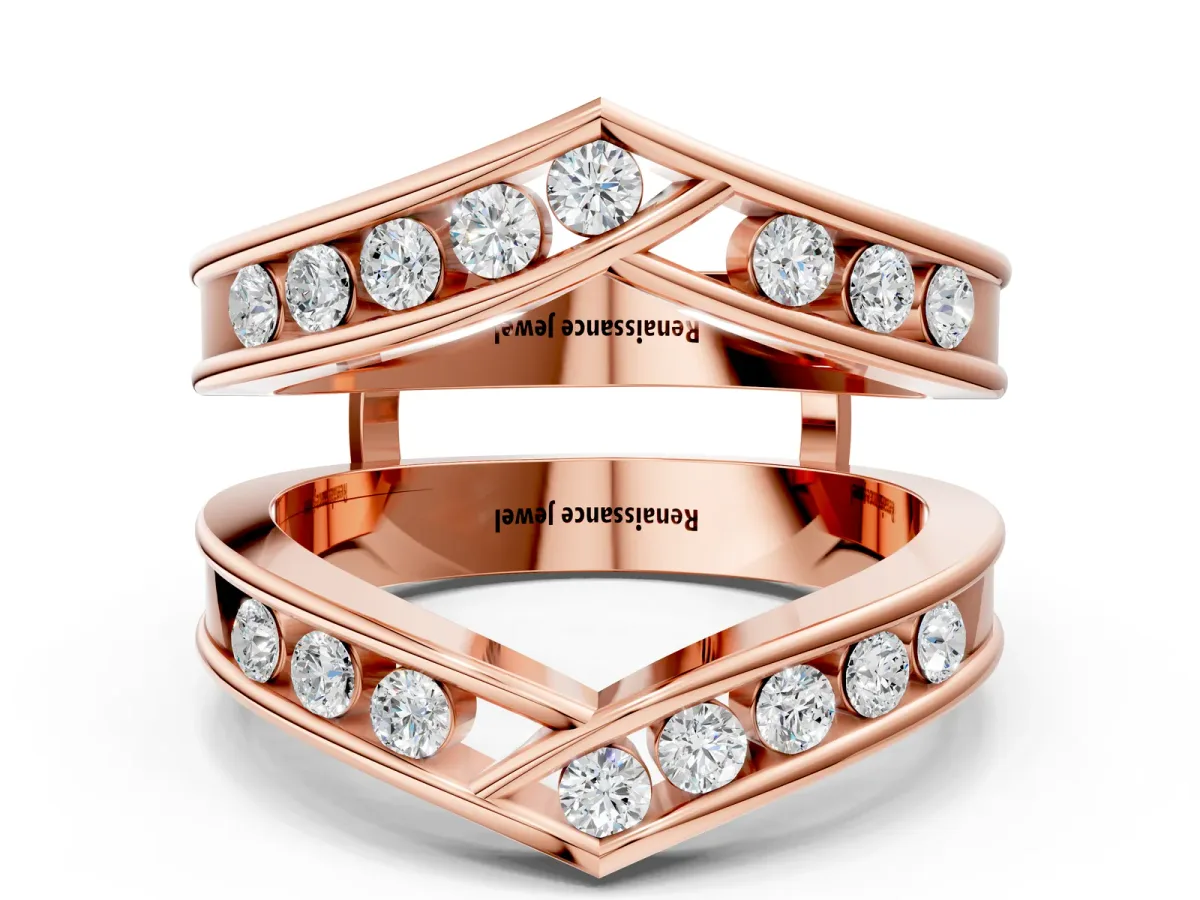 Round Diamond Channel-Set Chevron Band Rose gold