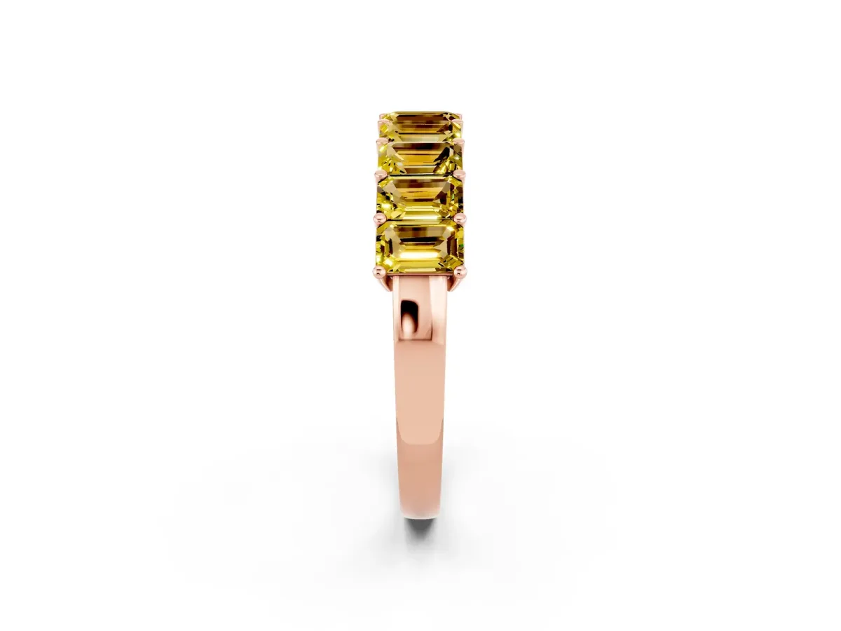 Emerald Cut Yellow Sapphire Prong-Set Eternity Band Rose gold