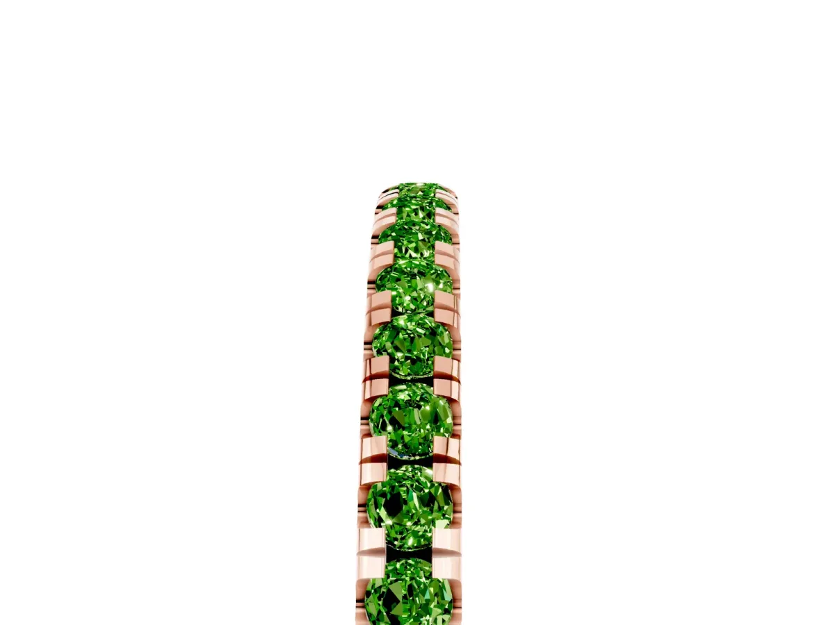 Pavé Round Peridot Half Eternity Band with Shared Prong Setting Rose gold