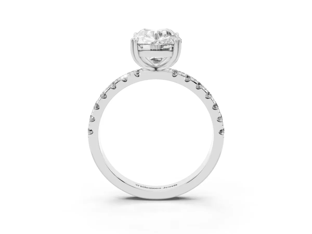 Old Mine Elongated Cushion Diamond Pave Band Ring Silver