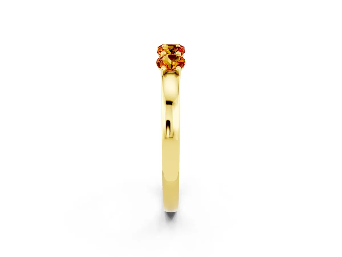 Four-Stone Round Citrine Prong-Set Band Yellow gold