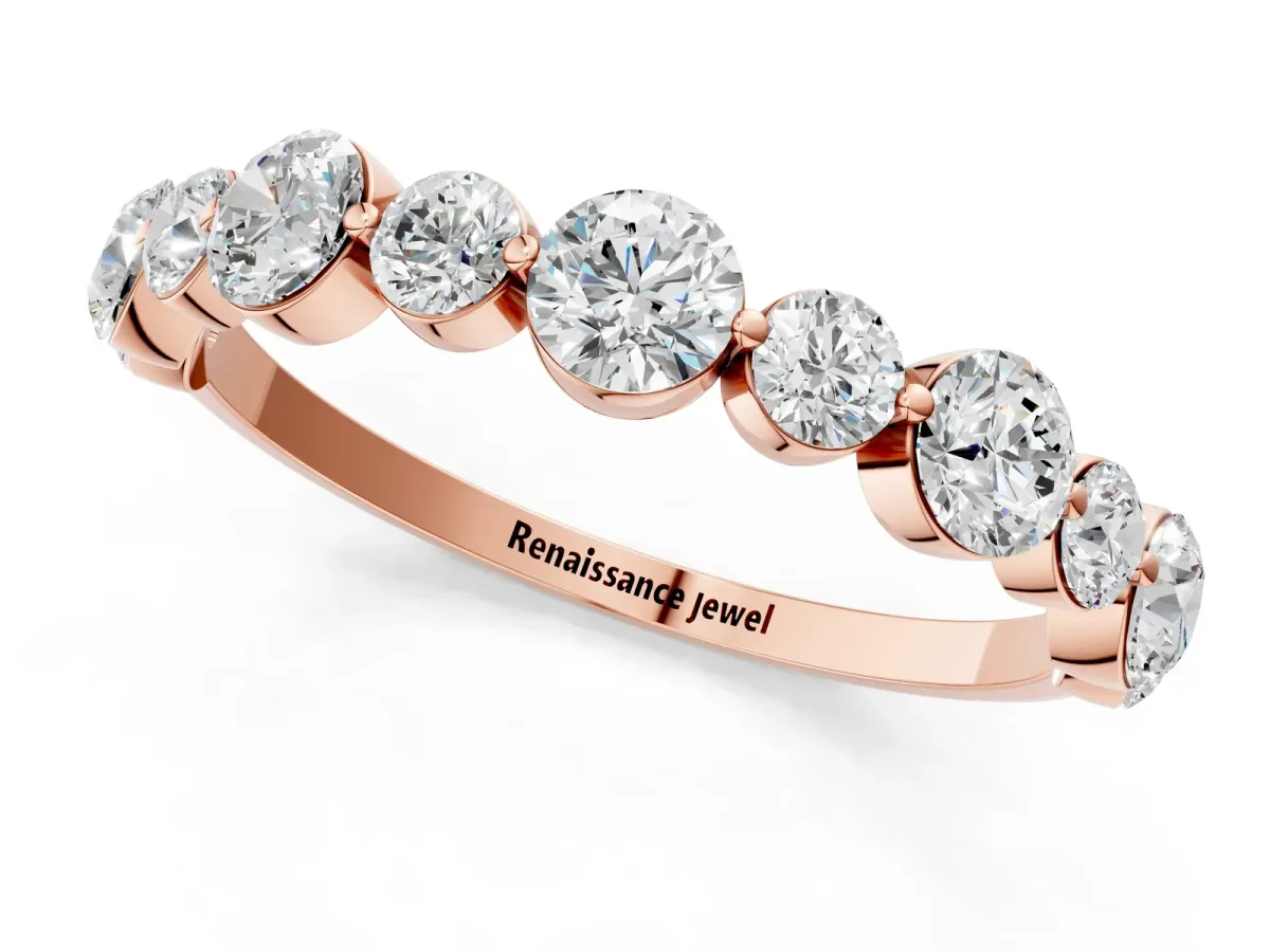 Round Diamond Scalloped Prong Set Eternity Band Rose gold