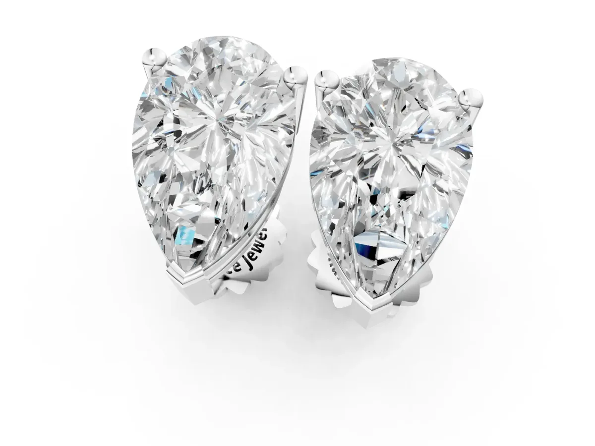 Pear Cut Diamond Stud Earrings Silver