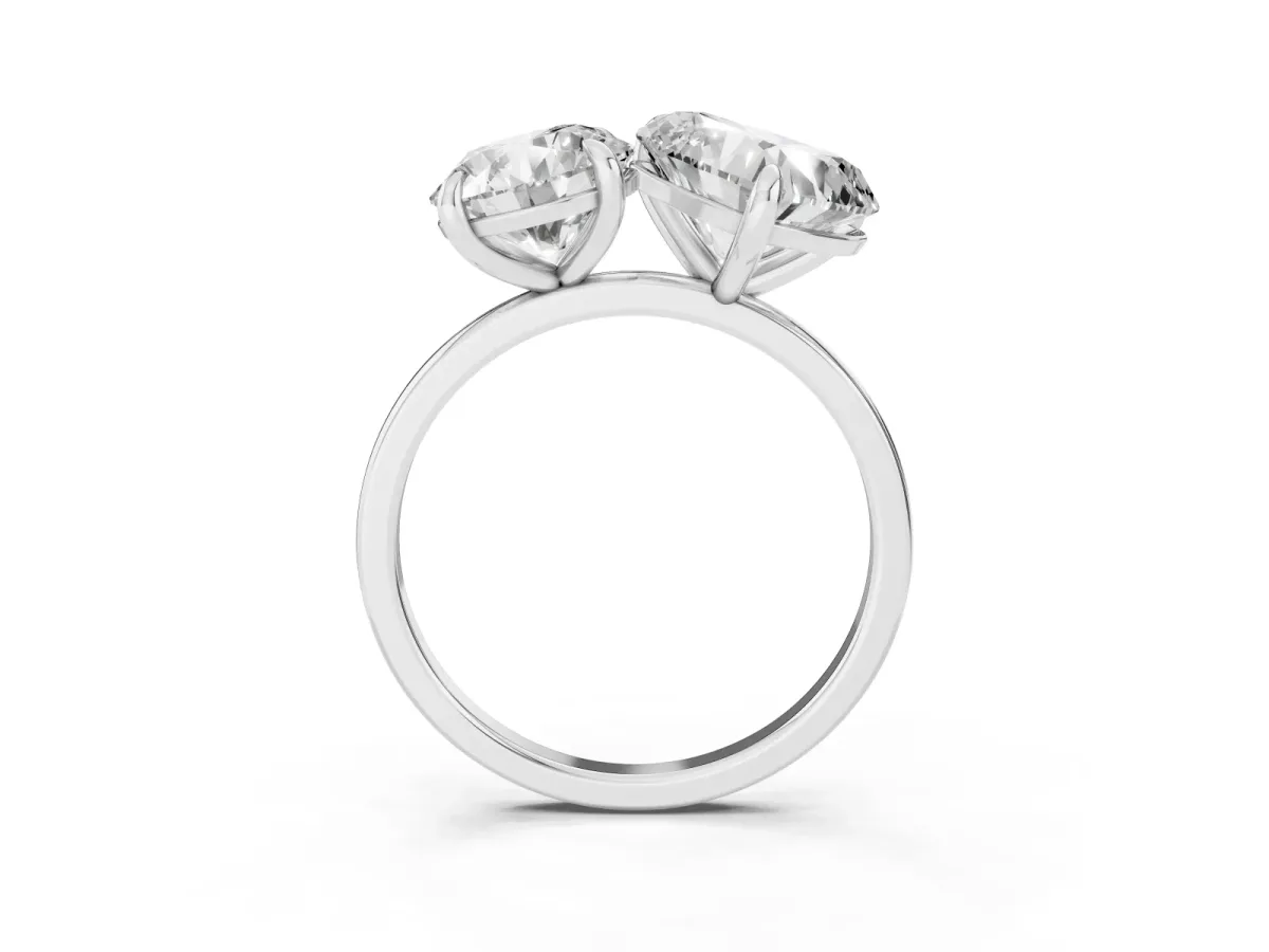 Round and Heart Toi Moi Ring with Prong Setting and Plain Band Platinum