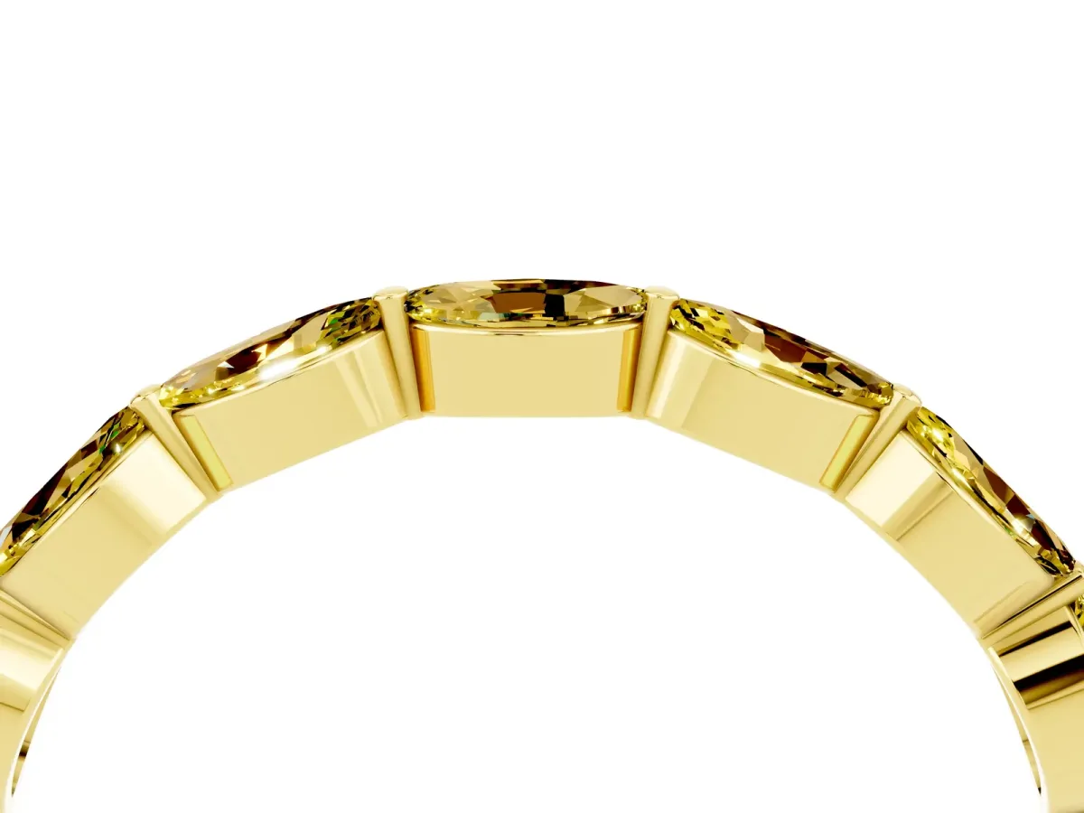 Marquise Yellow Sapphire Half Eternity Band with Prong Setting Yellow gold
