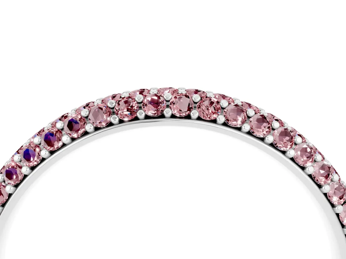 Round Morganite Pavé Eternity Band with Shared Prong Setting White gold