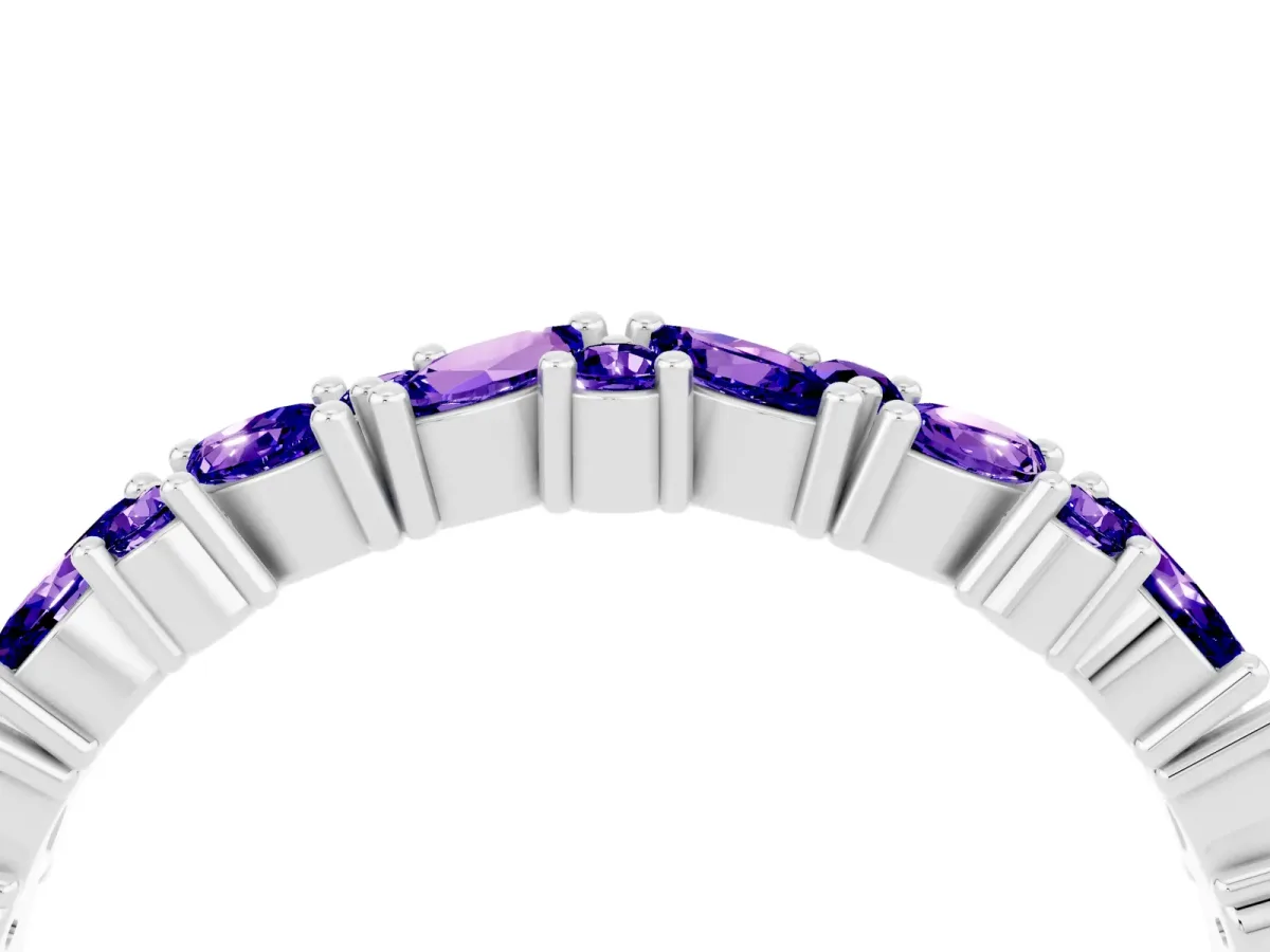 Marquise and Round Tanzanite Vine Eternity Band with Prong Setting Silver