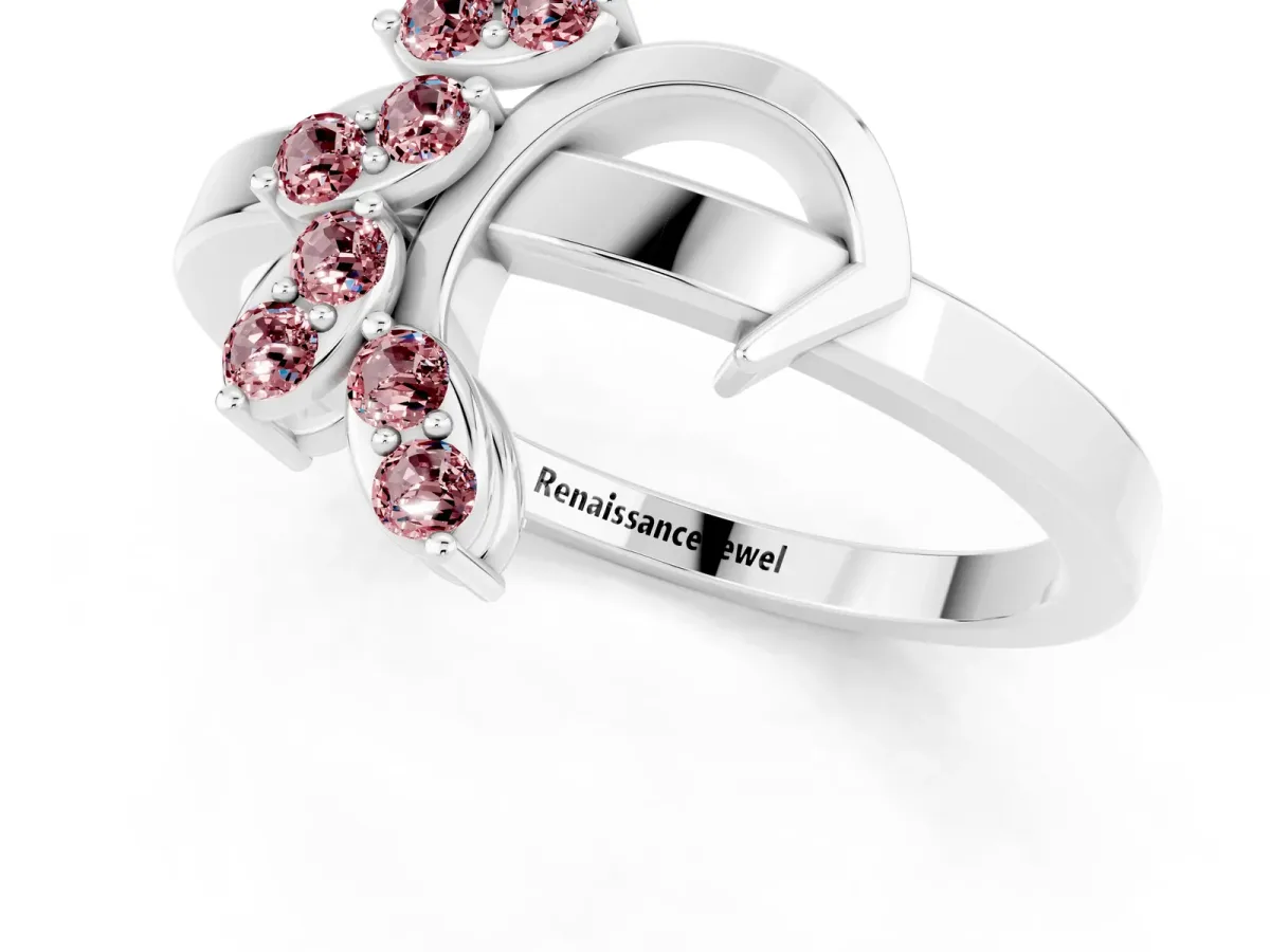 Marquise Morganite Cluster Bypass Ring with Prong Setting Silver