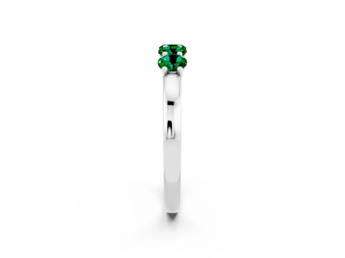 Four-Stone Round Emerald Prong-Set Band Platinum