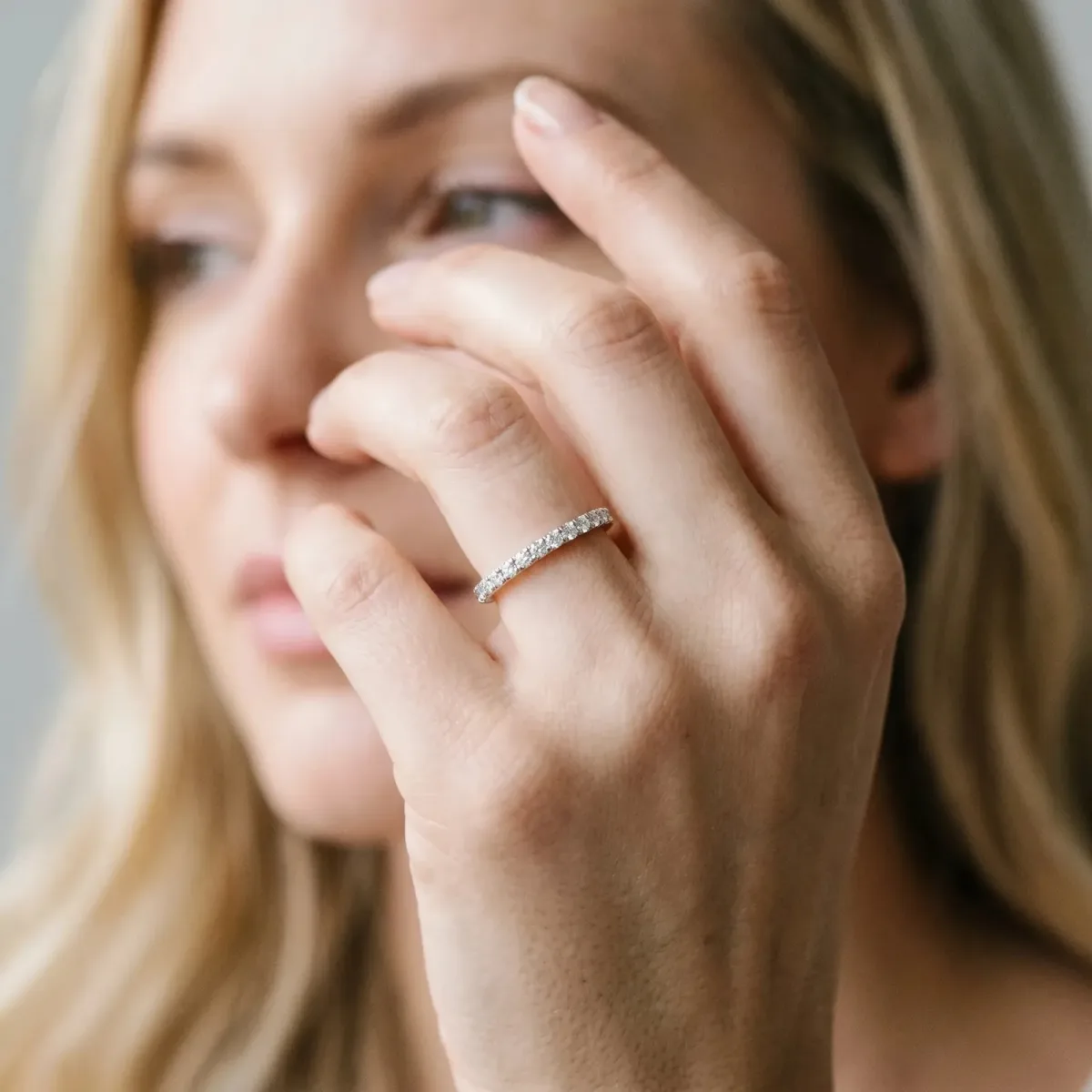 Round Diamond Pavé Eternity Band with Micro-Prong Setting Platinum