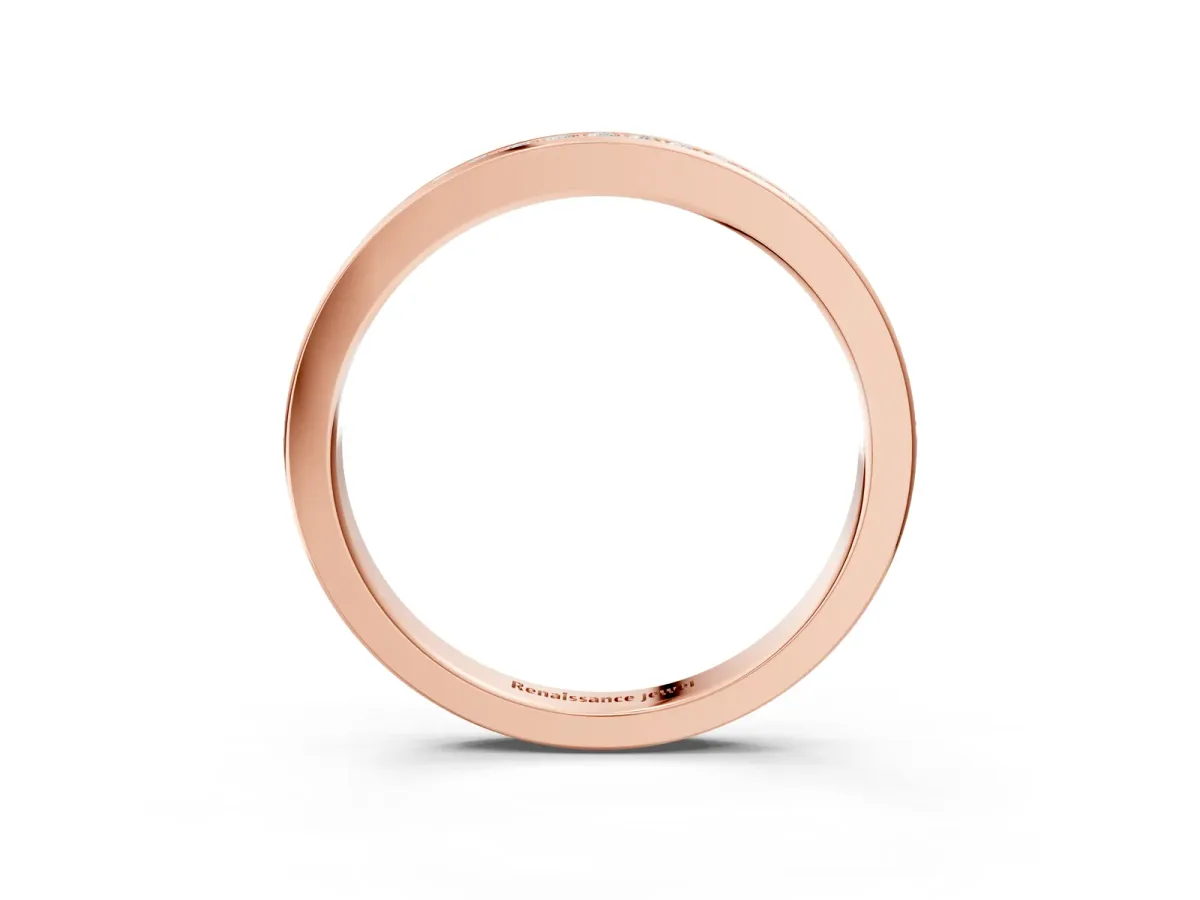 Round Diamond Pavé Set Eternity Band with Channel Setting Rose gold