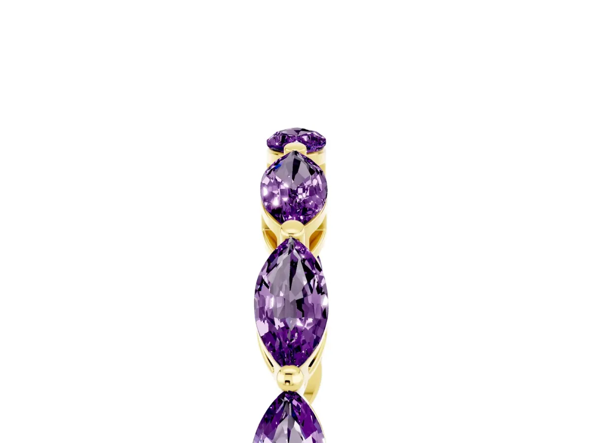 Marquise Amethyst Eternity Band with U-Prong Setting Yellow gold