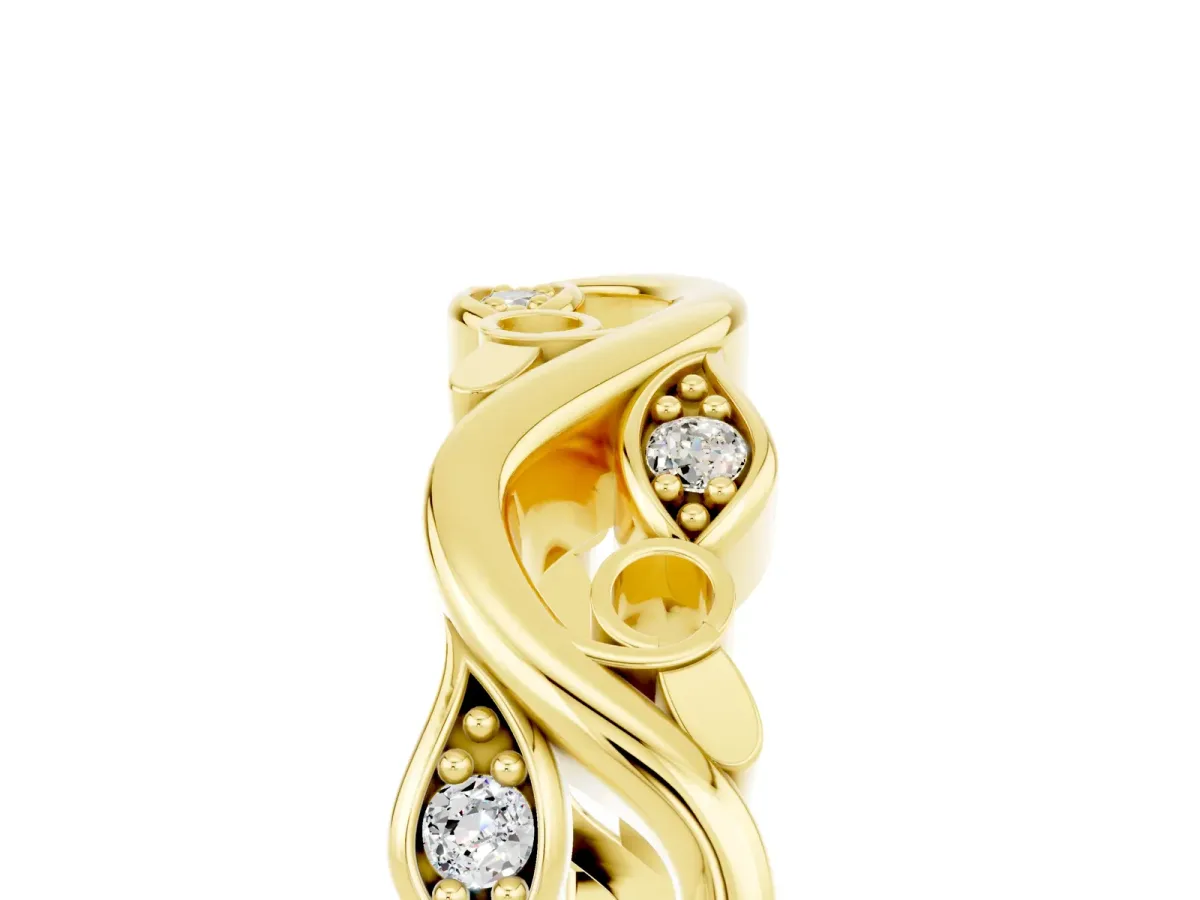 Marquise Moissanite Vine Eternity Band with Bezel Setting Yellow gold