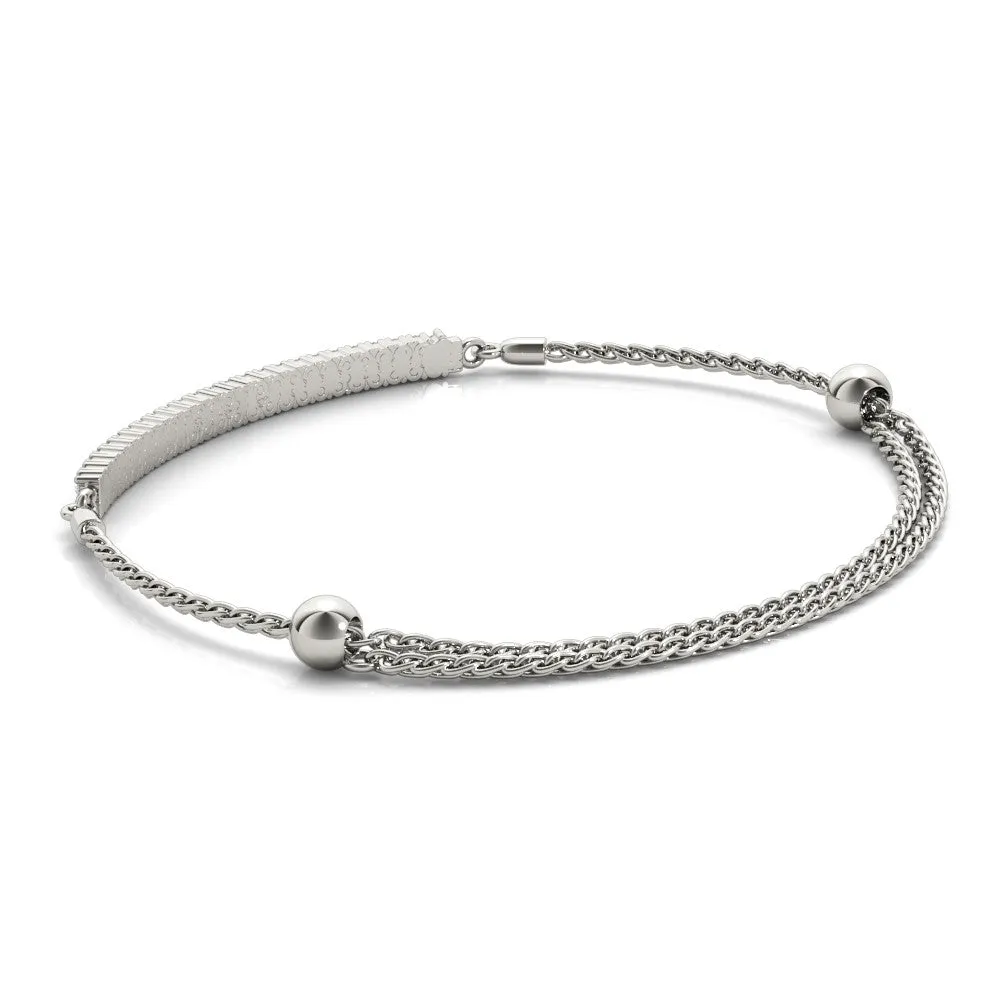 Pavé Round Diamond Adjustable Chain Bracelet White gold
