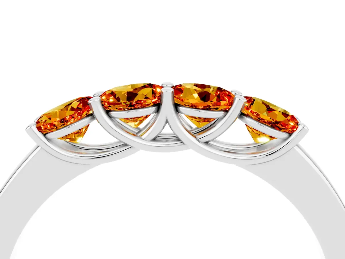 Four-Stone Round Citrine Prong-Set Band Platinum
