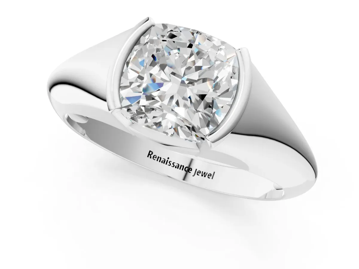 Cushion Cut Solitaire Tension Set Diamond Ring Platinum