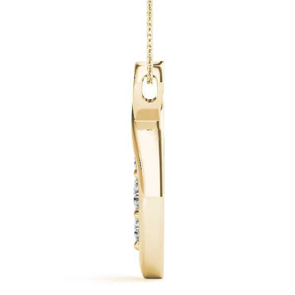 Infinity Heart Pendant with Round Diamond Prong Setting Yellow gold
