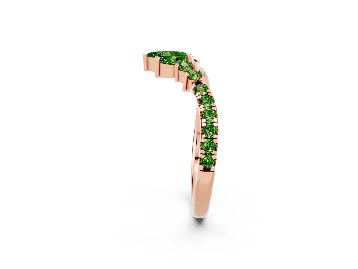 Chevron Marquise and Round Peridot Open Band with Prong Setting Rose gold