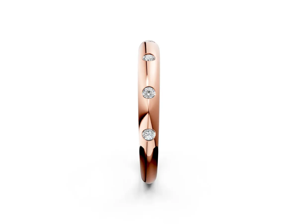 Bezel Set Round Diamond Comfort Fit Band Rose gold