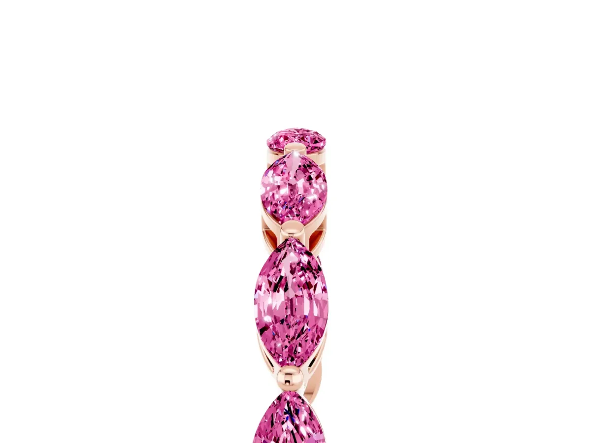 Marquise Pink Sapphire Eternity Band with U-Prong Setting Rose gold
