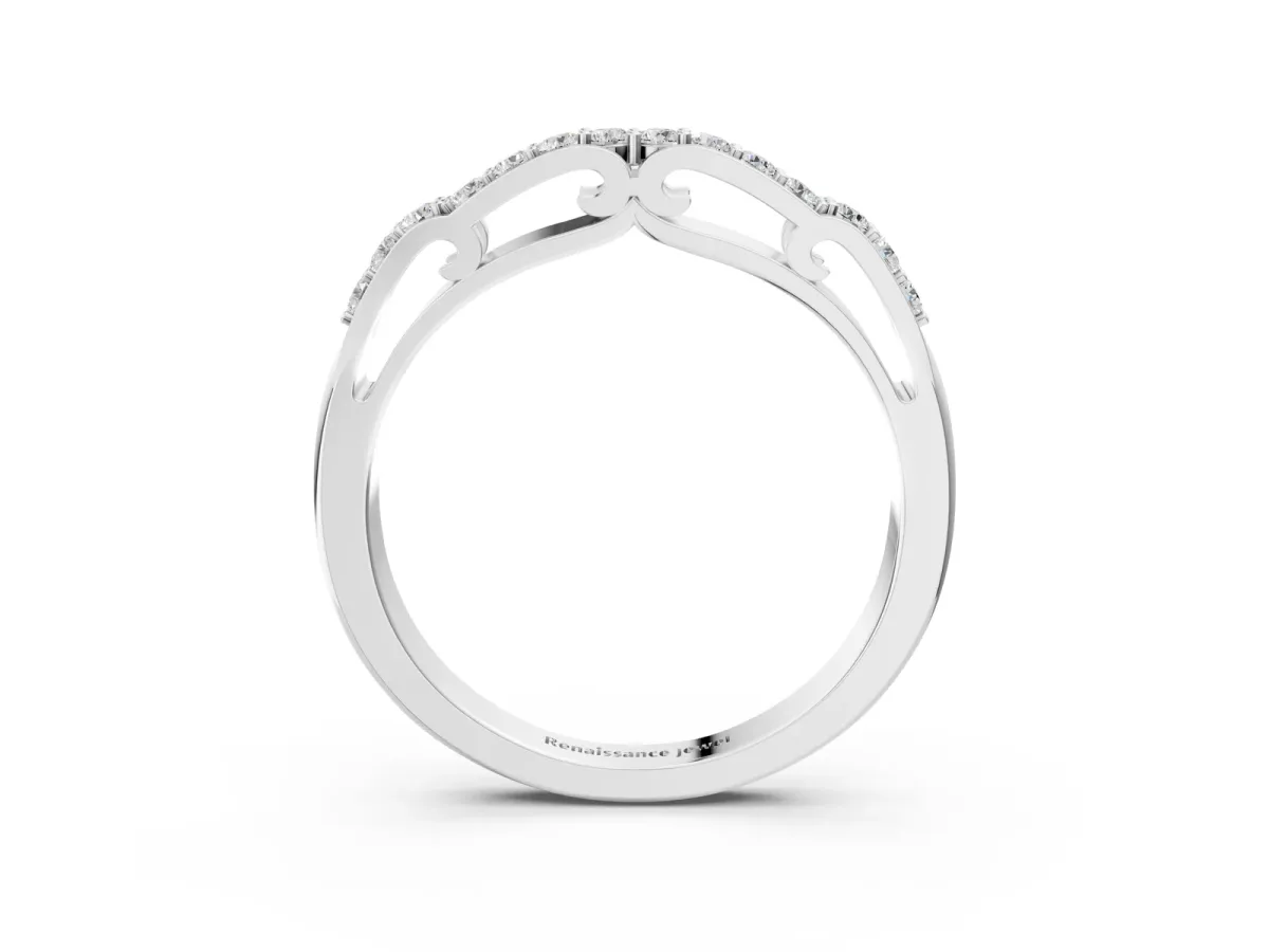 Round Cut Diamond Channel Set White Gold Band White gold