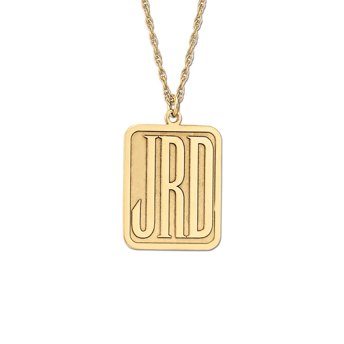 Rectangular Monogram Pendant Necklace Silver