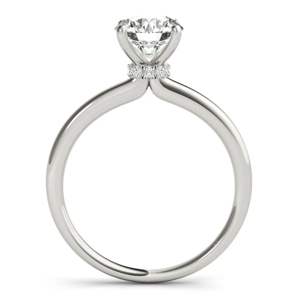 Round Cut Diamond Solitaire Ring with Classic Band and Four-Prong Setting Silver