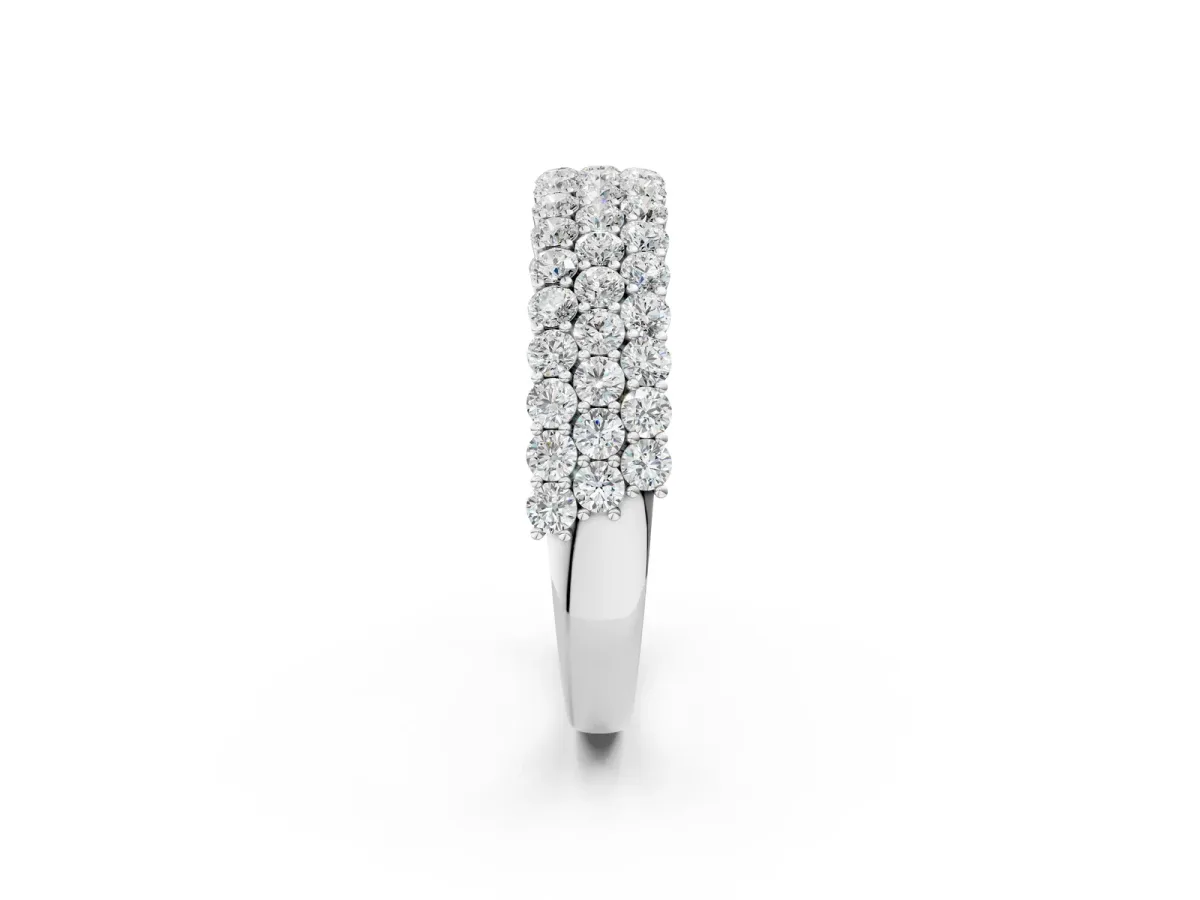Round Diamond Checkerboard Pavé Promise Ring with Round Diamond Accents Silver