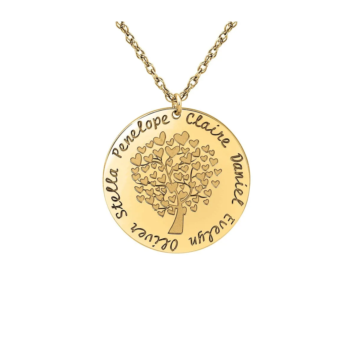Gold and Silver Family Tree Pendant with Heart Motif Silver
