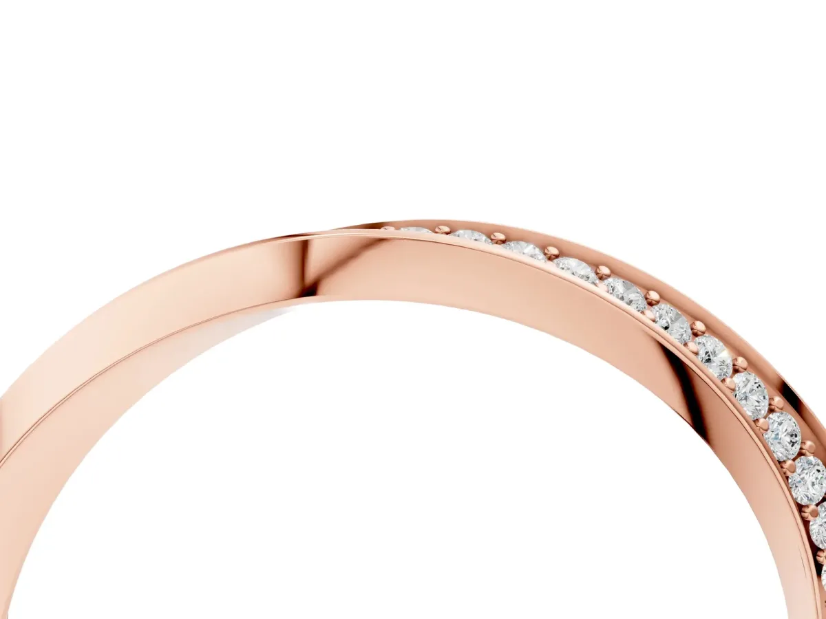 Pavé Round Diamond Twist Band Rose gold