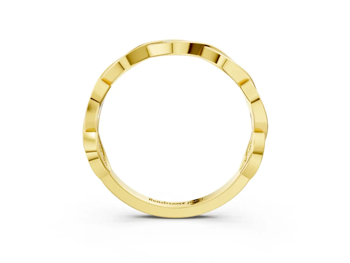 Round Diamond Twist Eternity Band with Bezel Setting Yellow gold