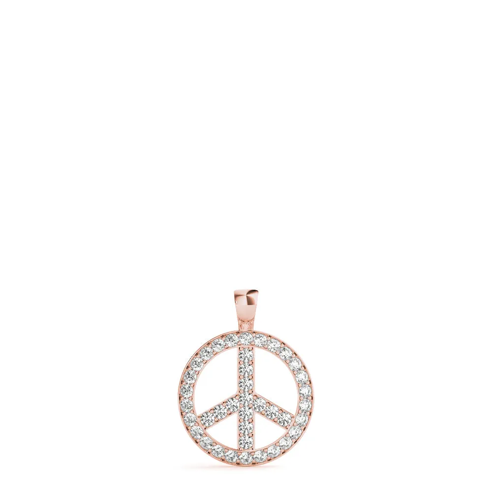 Round Brilliant Pavé-Set Diamond Peace Pendant Rose gold