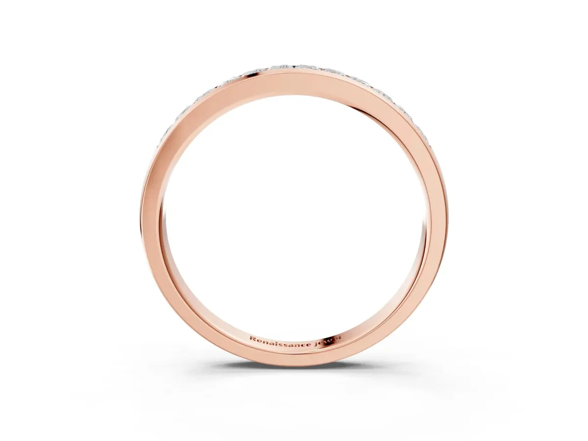 Princess Cut Channel Set Diamond Eternity Band Rose gold