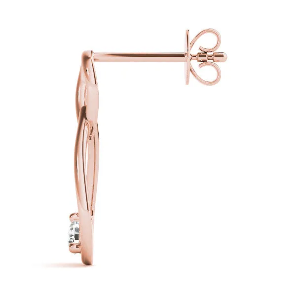 Round Diamond Teardrop Earrings with Bezel Setting and Loop Band Rose gold