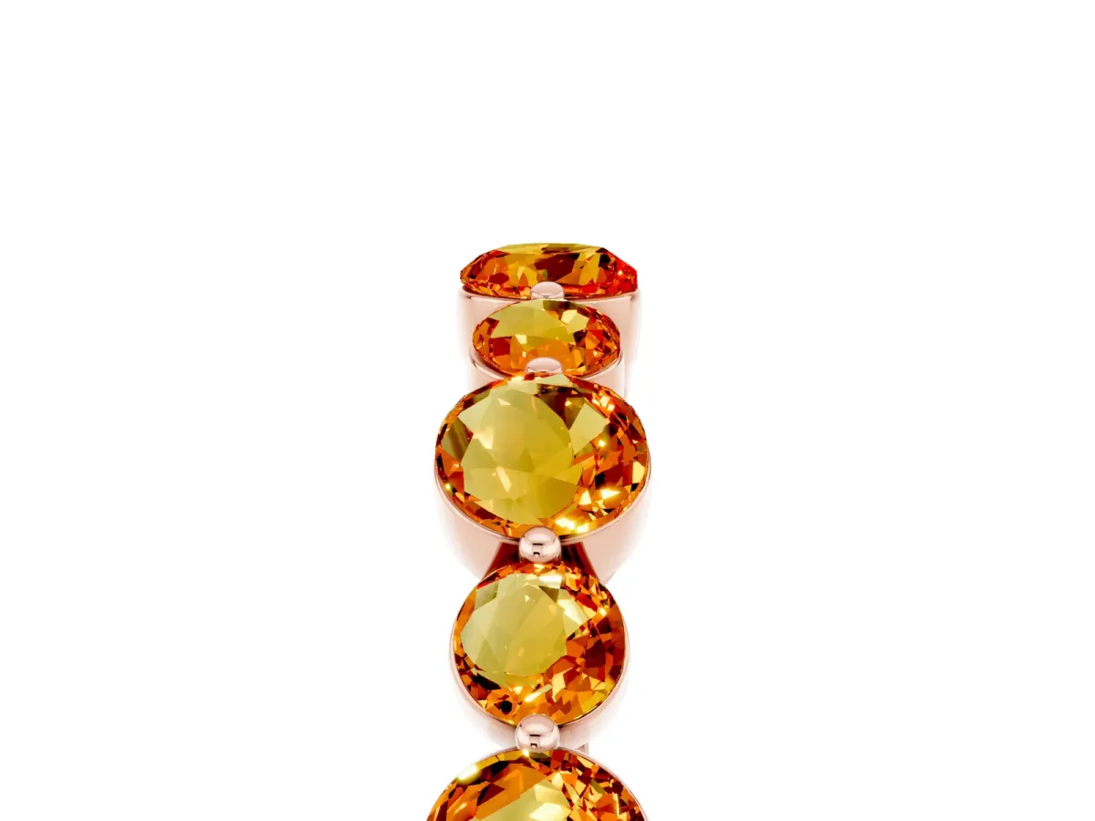 Round Citrine Scalloped Prong Set Eternity Band Rose gold