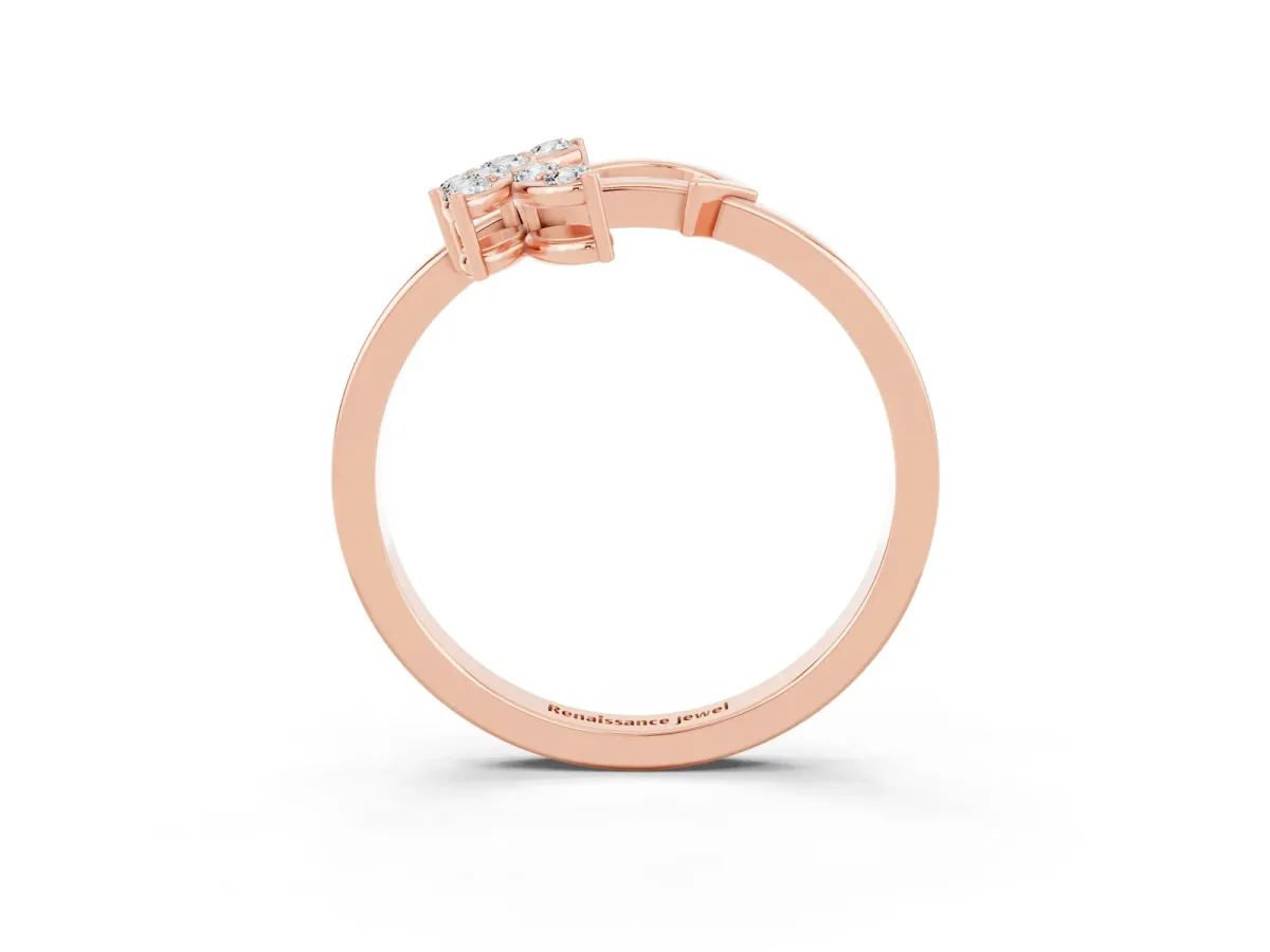 Marquise Moissanite Cluster Bypass Ring with Prong Setting Rose gold