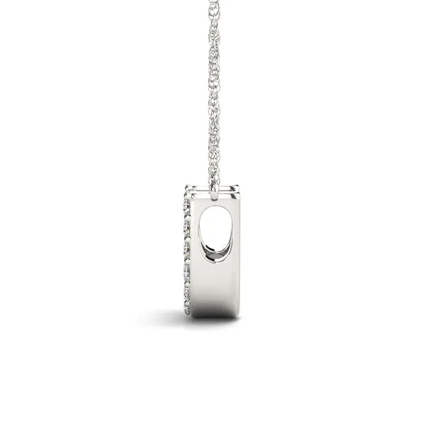 Pavé Round Diamond Prong Set U Pendant Silver