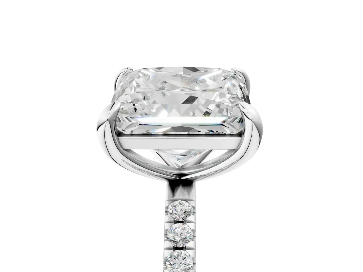Round and Princess Toi Moi Ring with Prong Setting and Micro Pave Band Silver