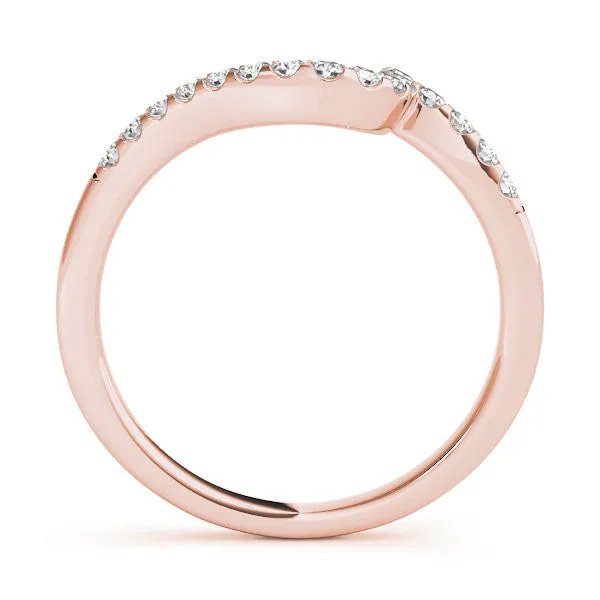 Round Diamond V-Shaped Pavé Curved Band Rose gold