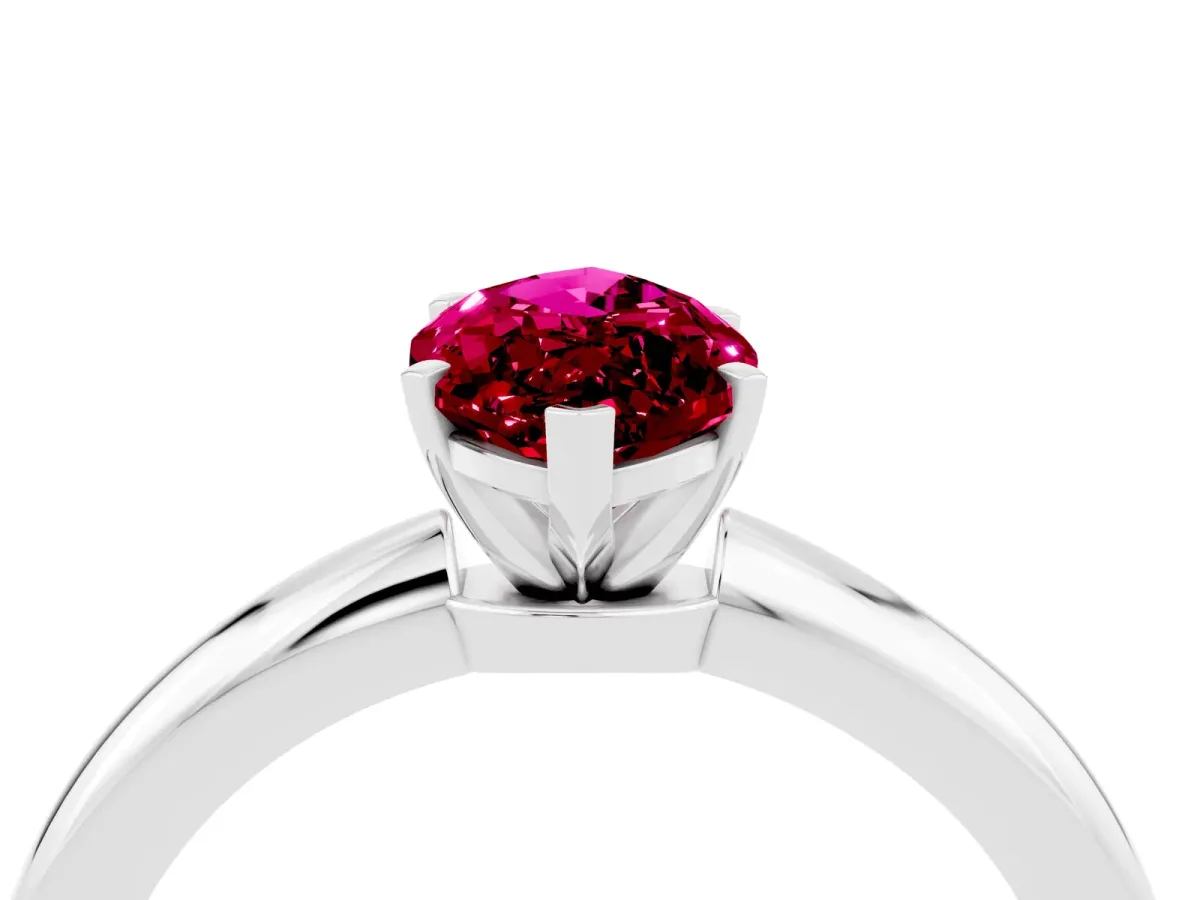 Marquise Cut Garnet Solitaire Ring with Six-Prong Setting and Classic Band Silver