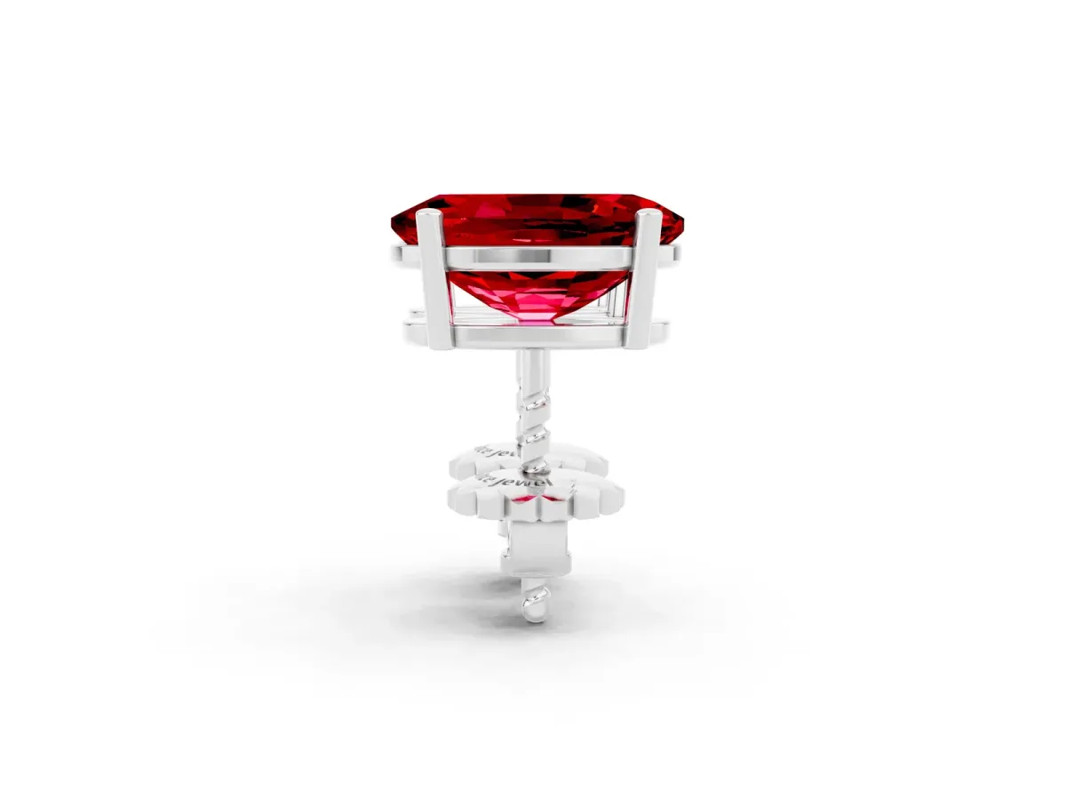 Oval Cut Ruby Stud Earrings Silver