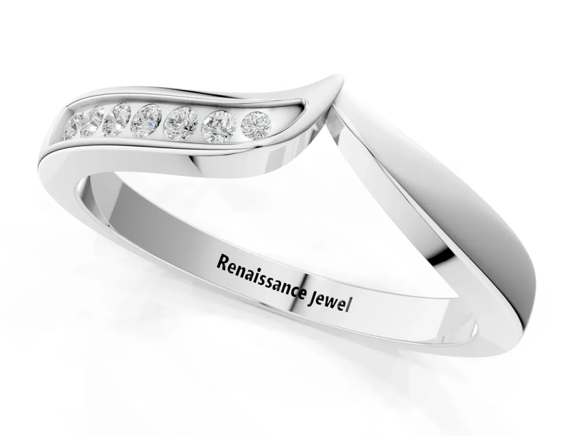Channel Set Round Diamond Contour Band Silver