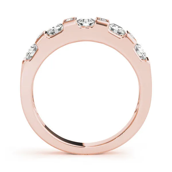 Channel Set Round Diamond White Gold Band Rose gold