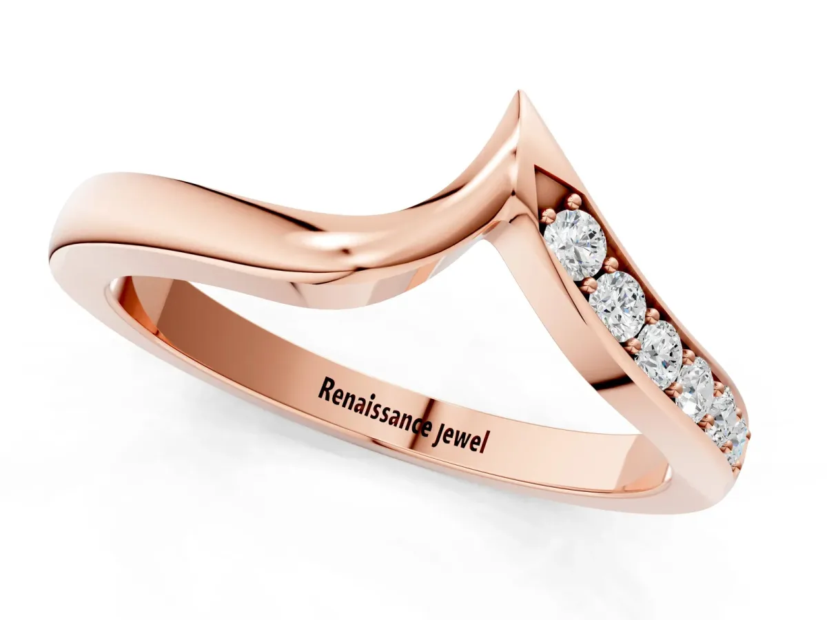 Chevron Diamond Pavé Twist Band Rose gold