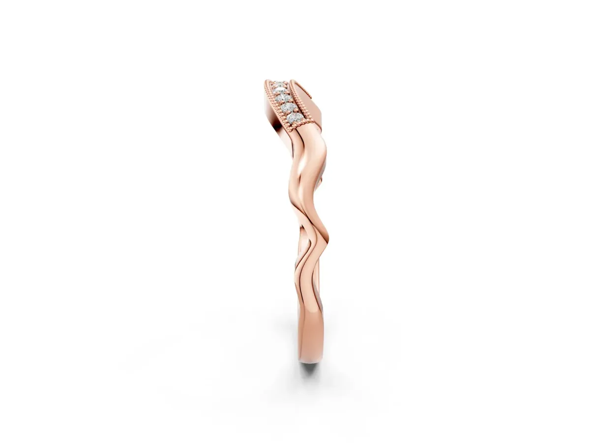 Milgrain Curved Diamond Pavé Band with Round Stones Rose gold