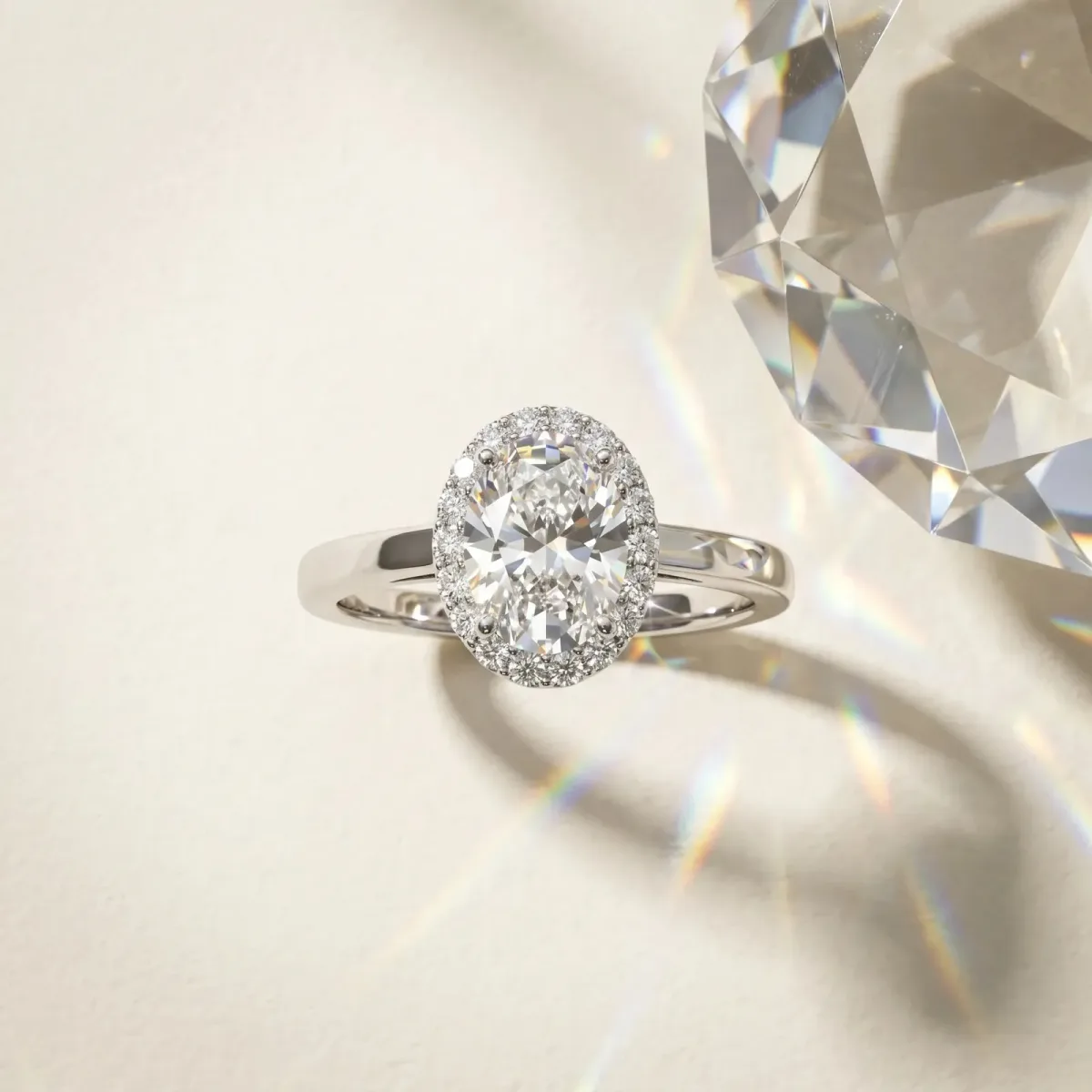 Asscher Cut Halo Diamond Ring with Solitaire Band and Prong Setting Platinum